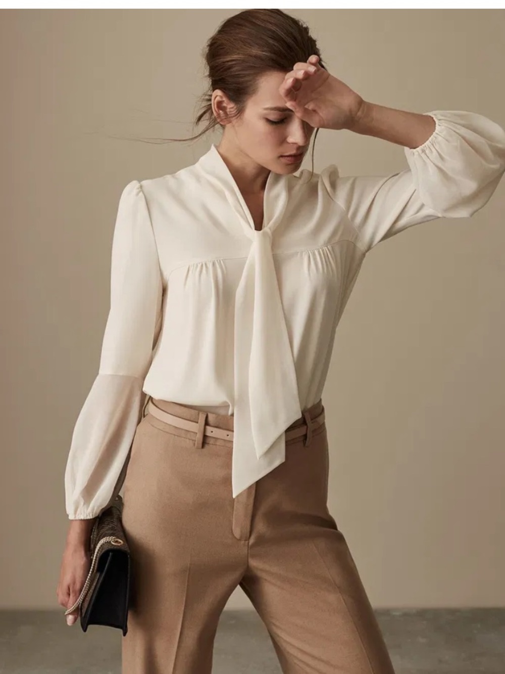 REISS NWT Catalina Bow Detail Blouse